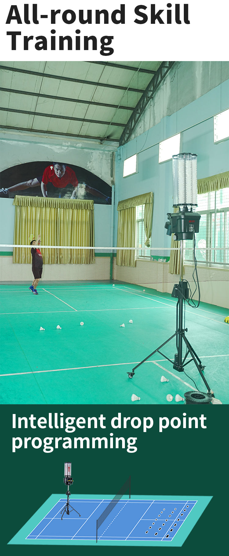 SIBOASI SS-S4025A Advanced Badminton Machine | Multi-Sport Compatible