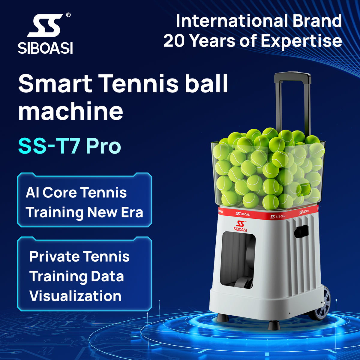 T7 Pro Smart Tennis Ball Machine | App-Controlled Programmable Drills
