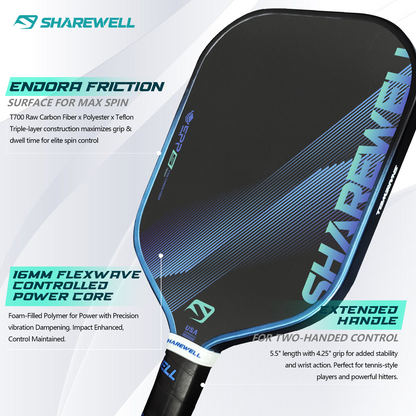 SHAREWELL T700 USAPA Approved Carbon Fiber Pickleball Paddle 16mm