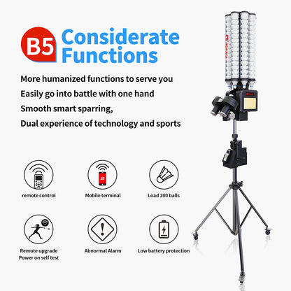 SIBOASI B5 Mid-Range Badminton Training Machine | Programmable Drills