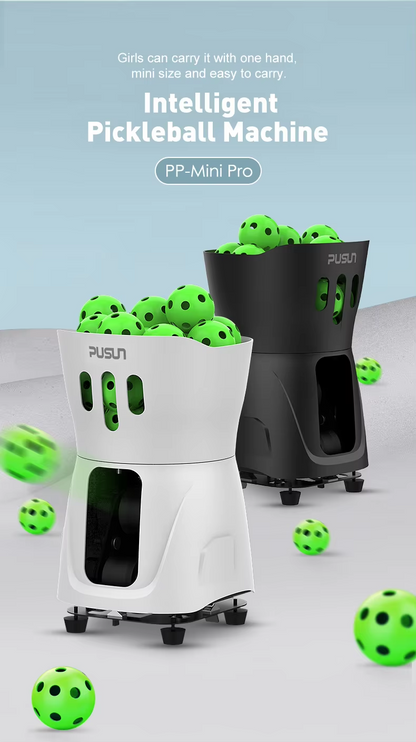 PUSUN PP-MINI PRO Portable Pickleball Machine - Compact, APP Controlled, 14M Range