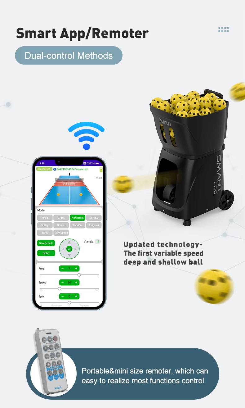 PUSUN PP-SMART PRO Pickleball Machine - Dink Mode, AI Oscillation, APP Control